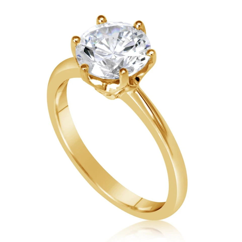 s-l960-1.webp 3.5 Ct Classic 6 Prong Round Cut Diamond Engagement Ring VS2 G Yellow Gold 14k - Image 1