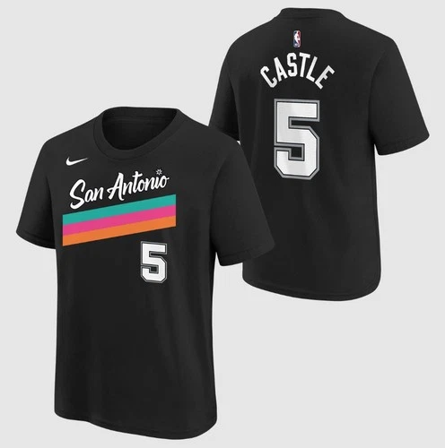 s-l500-100 Spurs 2025-2026 City Edition Name and Number 5 Castle T-Shirt - Black - Image 1