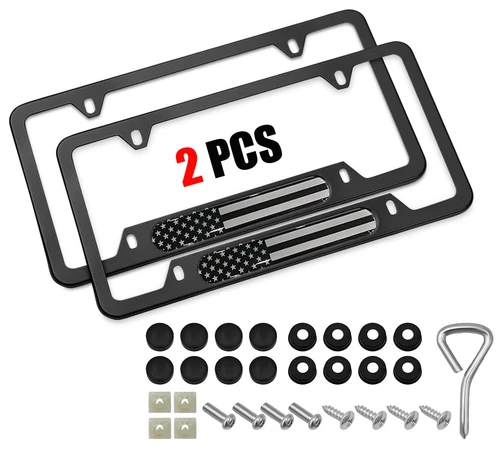 s-l500-128 2X For Jeep Accessories US Flag Patriotic Front Rear Car License Plate Frame - Image 1