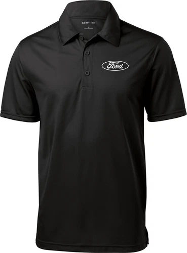 s-l500-13 White Ford Oval Crest Chest Print Textured Polo Shirt - Image 1