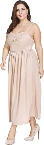 s-l500-172 Plus Size Sleeveless Flare Loose Maxi Party Dress for Women Size 12-26 Apricot - Image 1