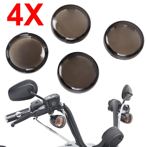 s-l500-176 4pcs Smoked Turn Signal Light Smoke Lens Covers For Harley Sportster Glide Dyna - Image 1