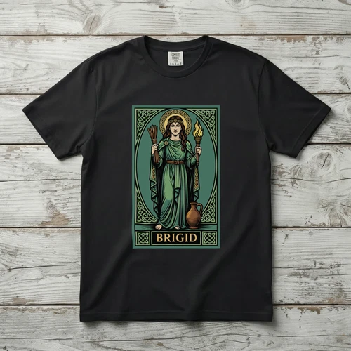 s-l500-183 Brigid Celtic Goddess T-Shirt | Irish Mythology Fire Knotwork Unisex Tee | V2 - Image 1