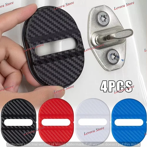 s-l500-207 4Pcs Carbon Fibre Car Door Lock Protective Cover Sticker Trim Car Accessories US - Image 1