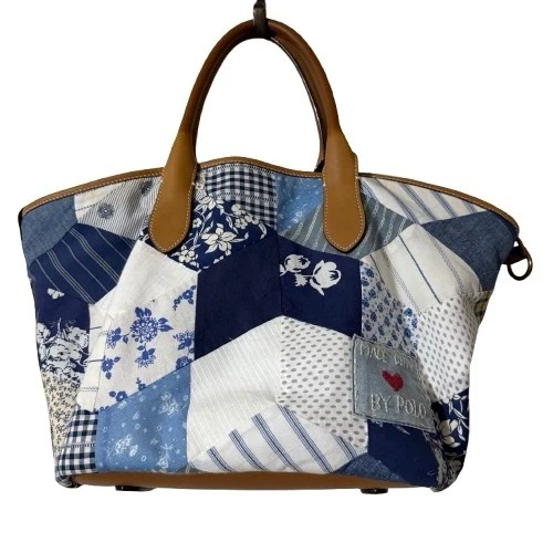 s-l500-249 Polo Ralph Lauren Made With Love Denim Patchwork Bellport Tote Handbag Purse - Image 1