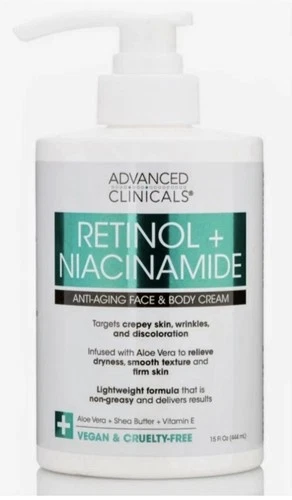 s-l500-329 ADVANCED CLINICALS RETINOL + NIACINAMIDE Anti Aging Face Body Cream 444 ml NEW - Image 1