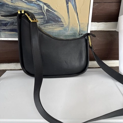 s-l500-330 BCBG Generation Black Crescent Leather Hobo Shoulder Bag Purse - Image 1