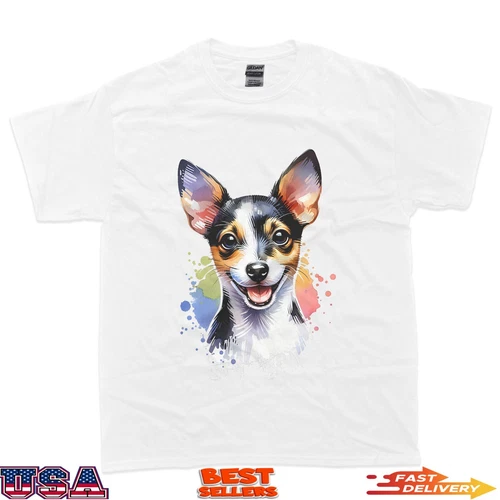 s-l500-372 Toy Fox Terrier Dog Watercolor Artwork T-Shirt - Image 1
