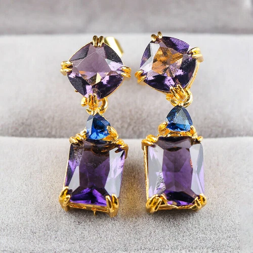s-l500-400 Gorgeous Silver Plated Amethyst Drop Earring Women Tanzanite Jewelry Lab-Created - Image 1