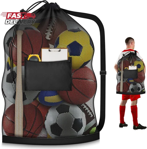 s-l500-401 NEW LISTINGExtra Large Sports Ball Bag, Heavy Duty Breathable Mesh Storage Bag, 40 X 30 H - Image 1