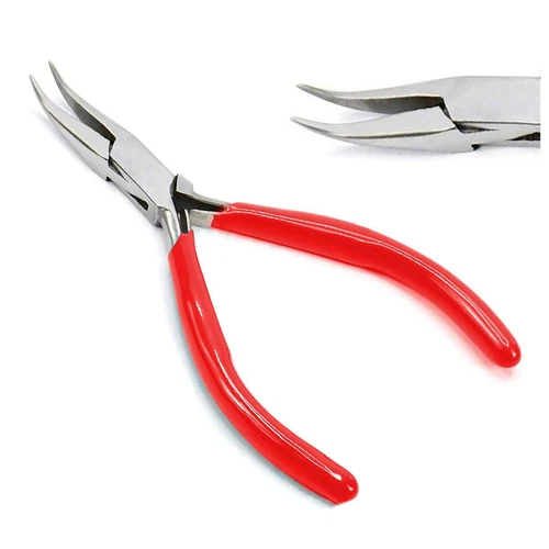 s-l500-422 Chain Bent Nose Pliers 4.5'' With Smooth Jaws And Leaf Spring For Jewelry - Image 1