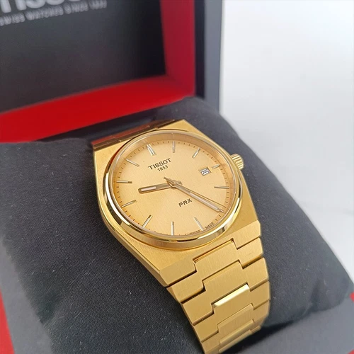 s-l500-453 Tissot PRX Champagne/Gold Stainless Steel Men's 40mm Watch T137.410.33.021.00 - Image 1