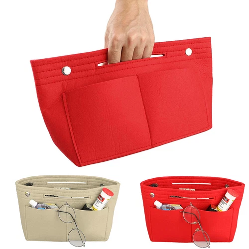 s-l500-466 Felt Purse Handbag Organizer Insert Multi pocket Storage Tote Shaper Liner Bag - Image 1