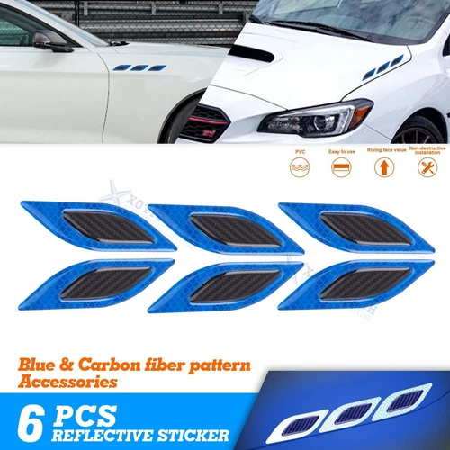 s-l500-470 Set 3D Blue Carbon Fiber Texture Reflect Car Vent Edge Bumper Decal Accessories - Image 1