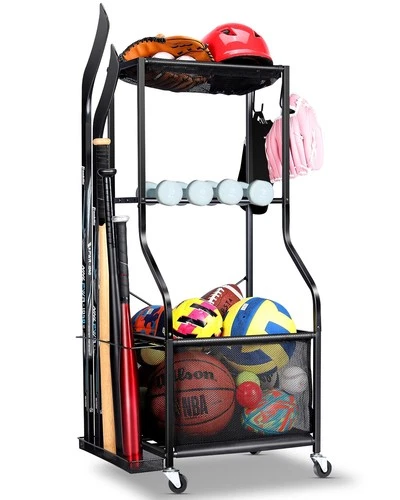s-l500-488 Sports Equipment Garage Organizer - Rolling Storage with wheels, 3-Tier Sport... - Image 1