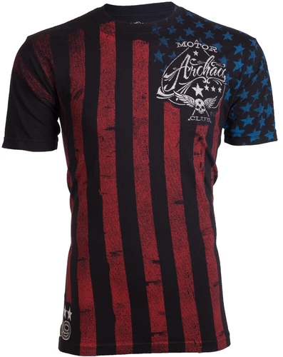 s-l500-6 Archaic By Affliction Mens T-shirt Nation Regular Fit Black US Flag S-3XL NWT - Image 1